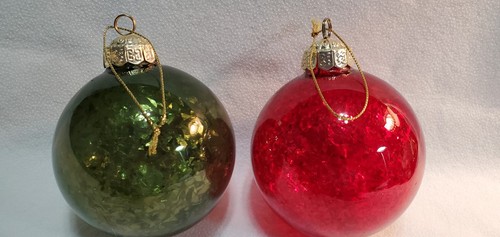 Weihnachten Ornmanet hängend groß 4" funkelnd rot/grün 2er Set - Bild 3 von 6