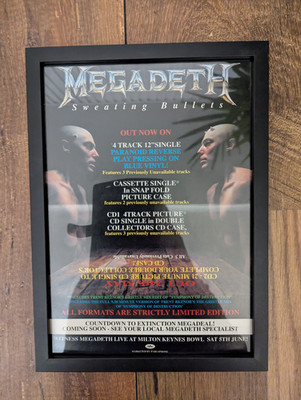 Megadeth Sweating Bullets Framed Kerrang! Promo Page Ideal Gift