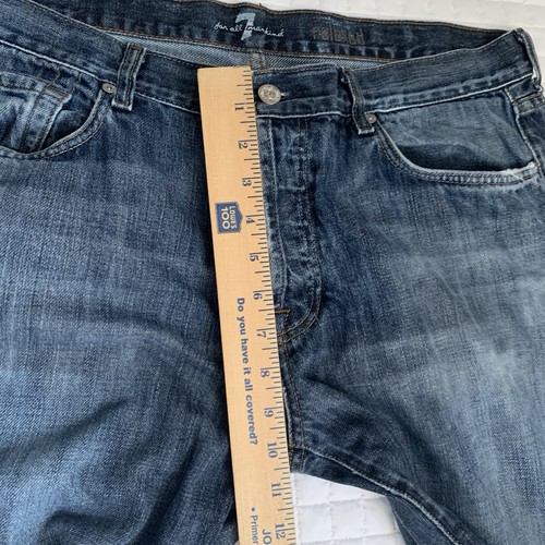7 Seven For All Mankind Button-Fly Relaxed Blue Denim Jeans Men’s 38X26 Distress - Picture 9 of 10