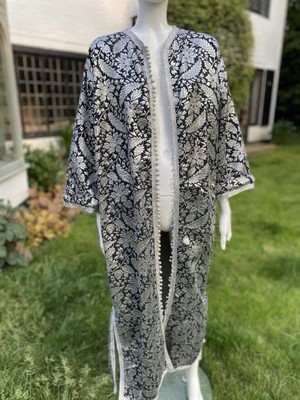 Vintage 60er Jahre Silber Brokat Lahmer Kaftan Kaftan M 
