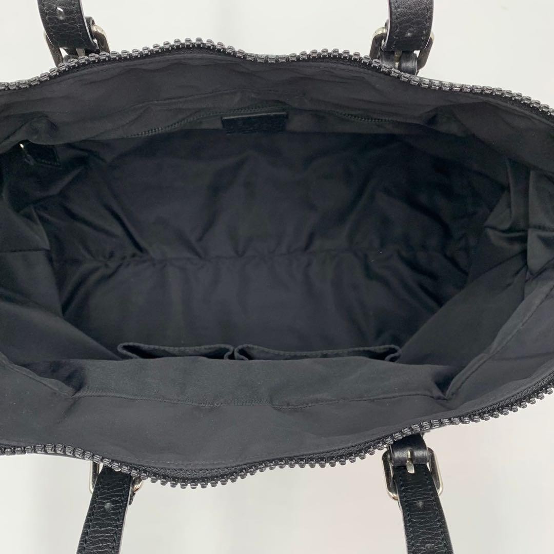 GUCCI GG Canvas Leather 2Way Tote Bag Black A4 Unisex Authentic thumbnail 19