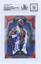 Apollo Crews WWE Signed 2023 Panini Select Red & Blue #172 BAS Fanatics 10 Card