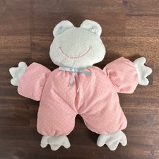 Eden Pink Frog Rattle Stuffed Animal Plush Baby Polka Dot Terrycloth Rattle 8  