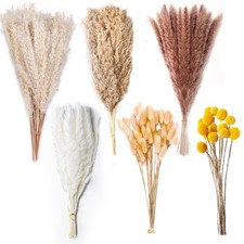 100PCS Natural Dried Pampas Grass Decor - 17.5" Fluffy Pampas Grass Bouquet -...