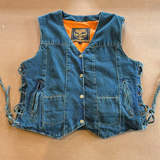 Milwaukee Performance Blue Denim Vest Mens XL Button Lace-Up Pockets