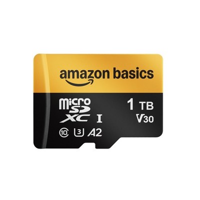 Amazon Basics 1TB Micro SD Card with Reader Adapter, Fast Speed Up to 200MB/s, B