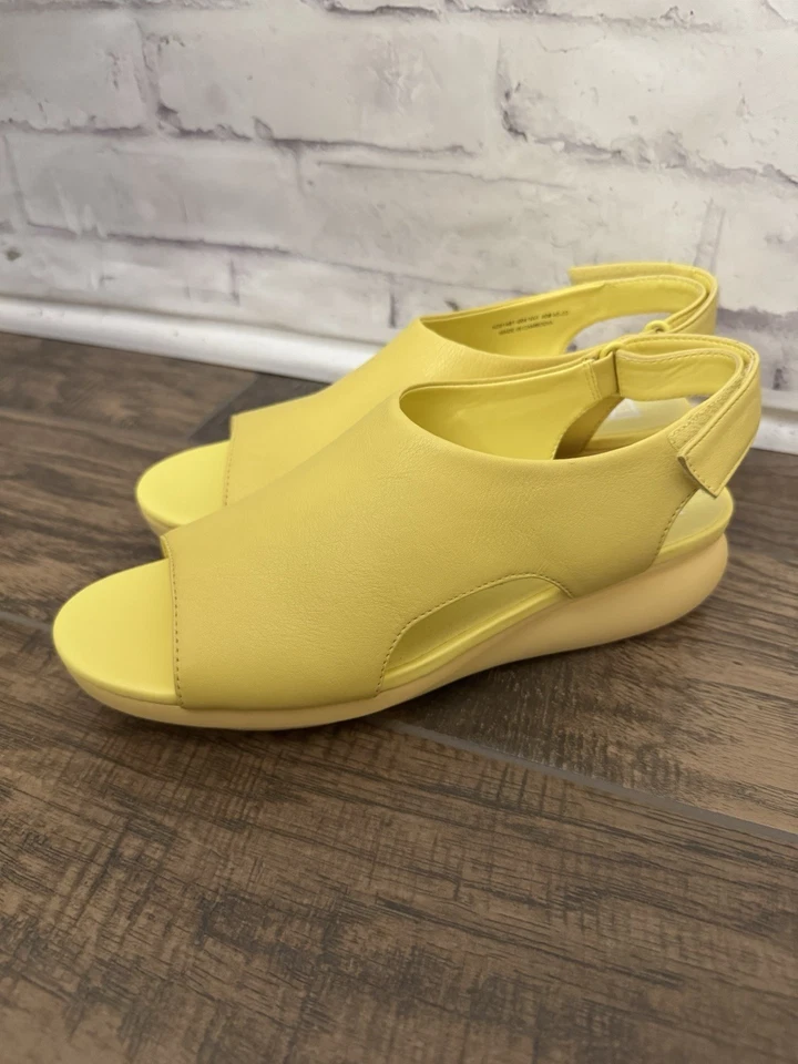 Sandalia Camper Globo Cuña Amarilla Zapato Confort Talla 40 EE. UU. Talla 9 Cuero Foto 3 de 4
