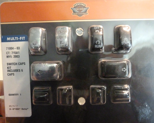 HARLEY DAVIDSON OEM Chrome Switch Caps and Black switch caps Kit 71804-03 - Picture 2 of 4
