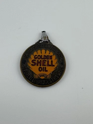 Vintage 1930s Shell Oil Enameled Watch Fob Advertising