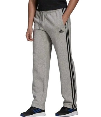 Adidas Ess Men's Gray/Black 3S Thick French Terry Open Hem Pants, Size Small 