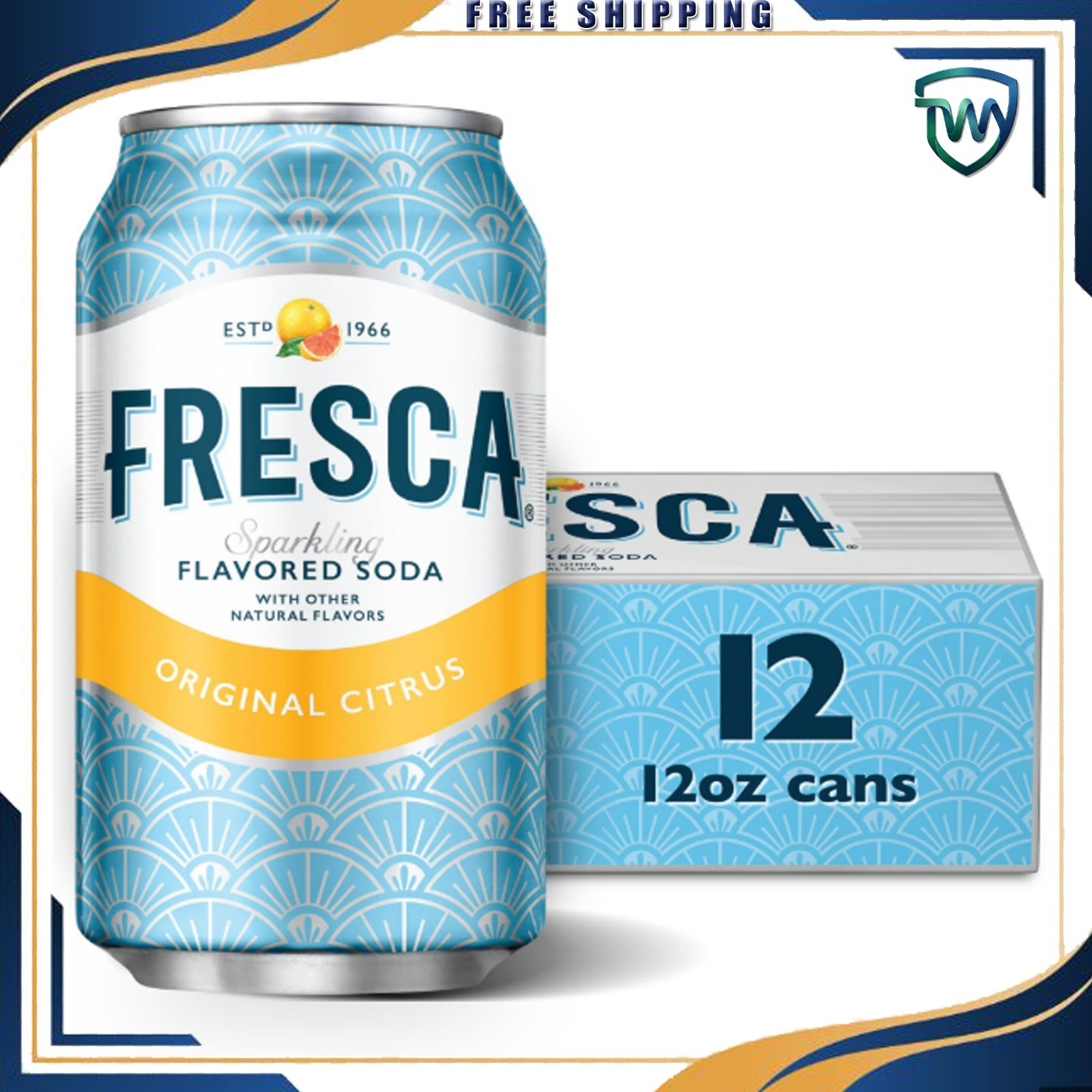 Fresca Citrus Soda Pop Fridge Pack, 12 fl oz, 12 Pack Cans - Free Shipping