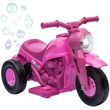 Bubble Car Pink Kids Electric Motorcycle Toy Music and Lights Three Wheeled Ride