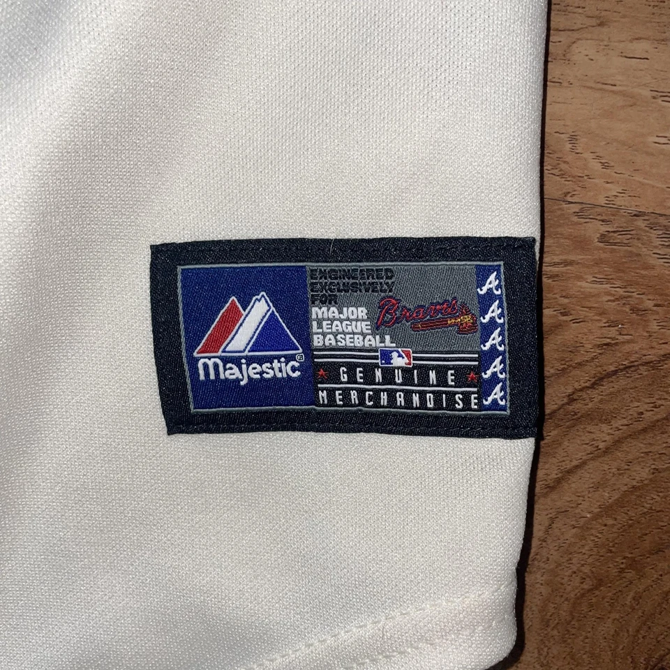 Atlanta Braves Baseball Jersey Mens Large White MLB Majestic Prado 14 vtg - Image 2 of 4