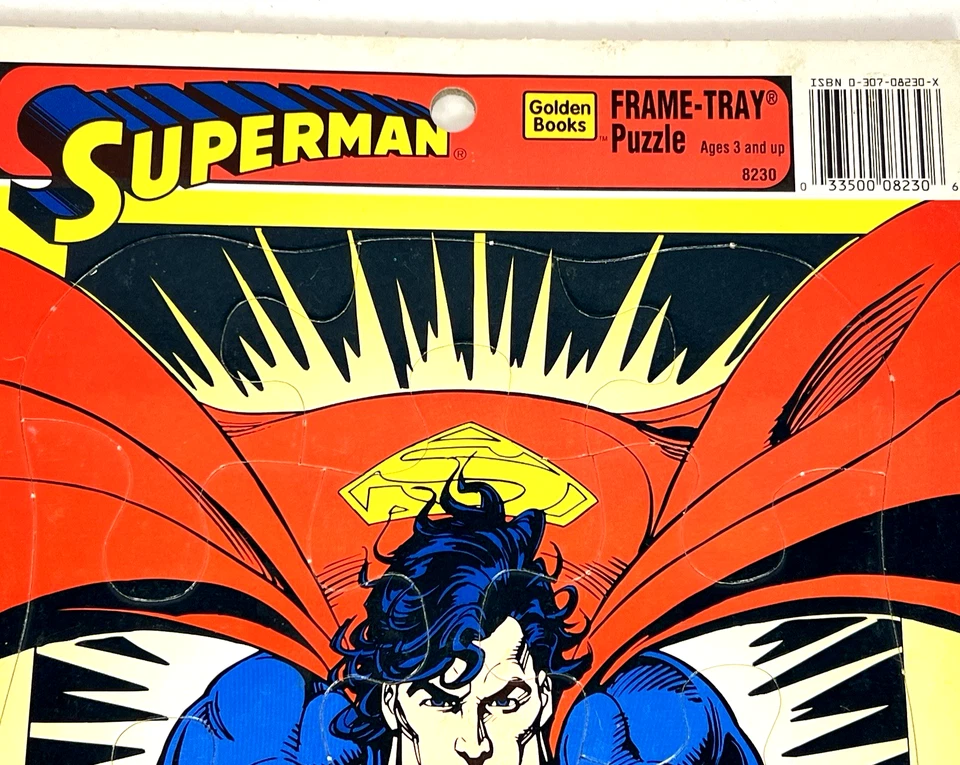 Quebra-cabeça bandeja quadro Superman vintage DC Comics 1995 por Golden Books 8230 - Imagem 2 de 4