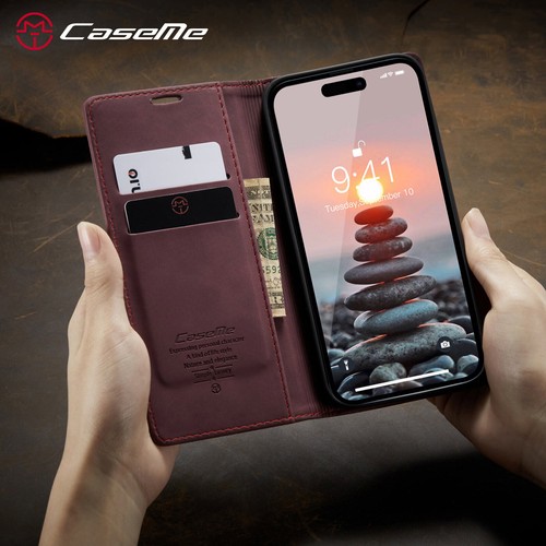 For iPhone 16e 15 14 Pro Max 13 12 11 8 Magnetic Flip Leather Wallet Case Cover - Picture 8 of 16
