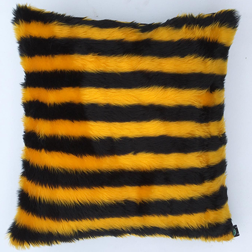 Bee Stripe Faux Fur Fluffy Cushion Cover Case fits 18" x 18" cushion  - Afbeelding 1 van 2