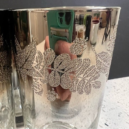 Vintage DOROTHY THORPE Silver Fade Glasses with Raised Leaf Pattern | Set of 5 - Picture 3 of 10