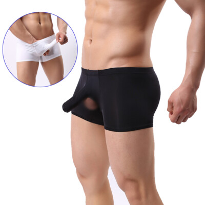 Men's Boxers Briefs Elephant Nose Trunks Ice Silk Undies Underpants Underwear