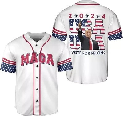Youth/Men 2024 Trump USA Maga #47 Baseball Jersey White Support Fans