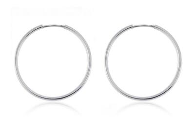 10 Karat Weißgold Creolen kleine schlichte Endlos Creolen 25 x 1,2 mm minimalistisch