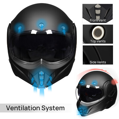 all mirrored motorcycle helmet GDM Ghost Motorcycle Helmet with Bluetooth Headset Matte Black / Tinted & Clear / Medium