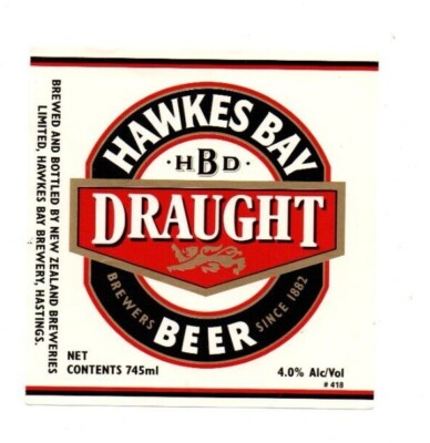 Neuseeländisches Bieretikett - Hawkes Bay Brauerei, Hastings - Hawkes Bay Fassbier