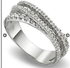 14K White Gold Over Solid Sterling Silver 0.16 CTW 46 Diamonds Size 7 Ring