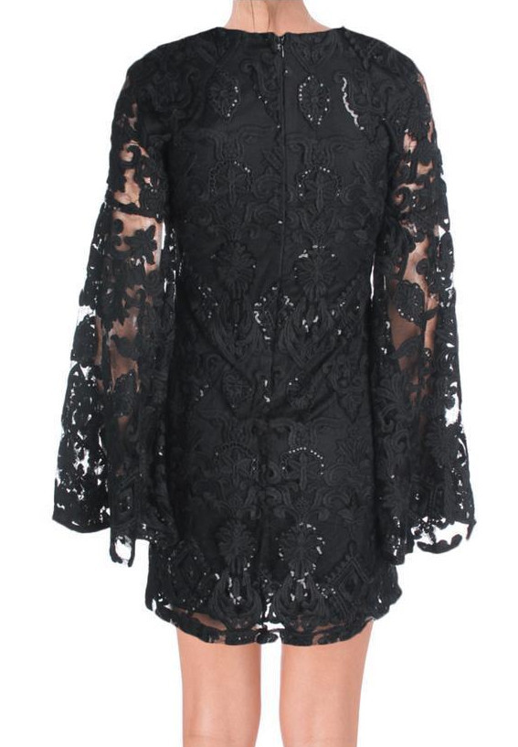 AQUA ~ Black Sequins Mesh Sheer Kimono Sleeves Shift Party Dress XS NEW  $118 | eBay