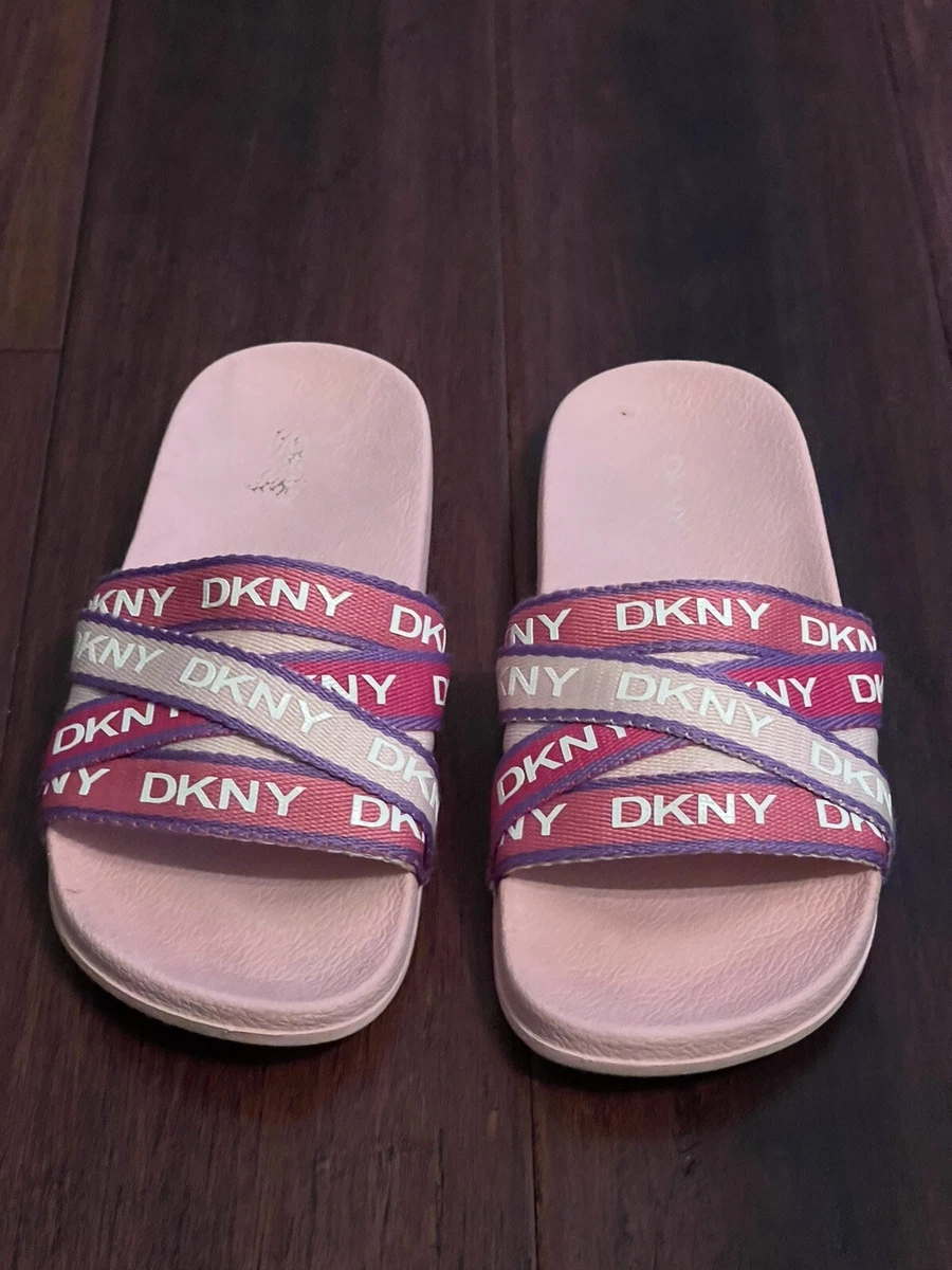 DKNY Jojo Web Girl s Pink Purple Slide Sandals Size 13 eBay