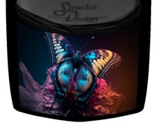 Colorful Teal Orange Pattern Butterfly Hood Truck Wrap Vinyl Car Graphic Decal