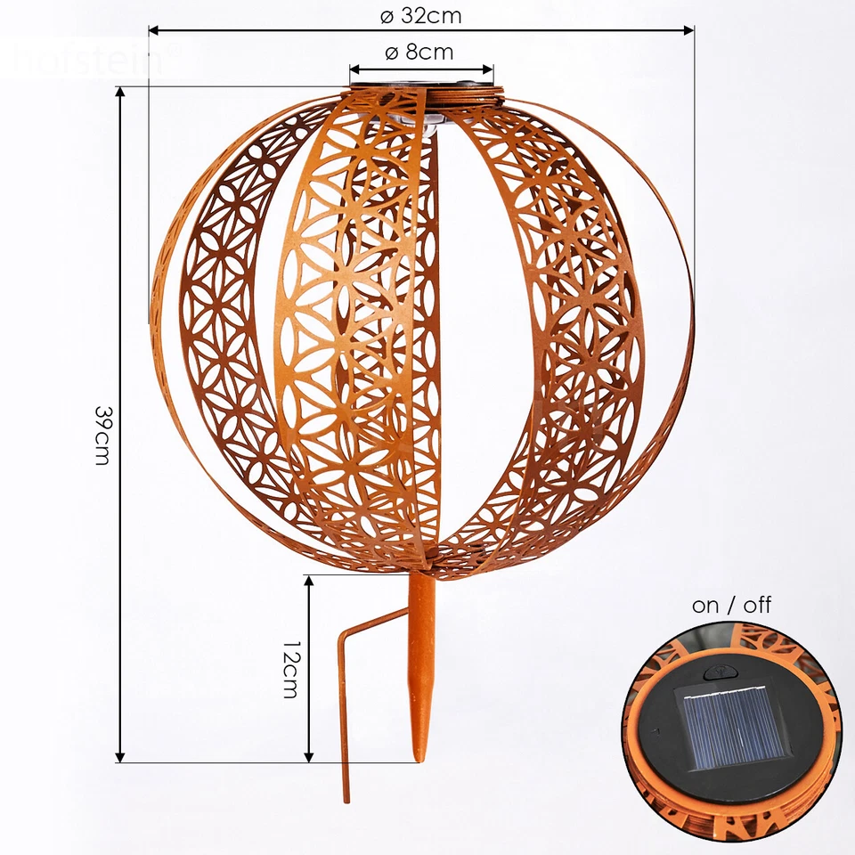 Lampes solaires LED couleur rouille boule extérieure balcon jardin éclairage effet lumineux - Photo 4/4