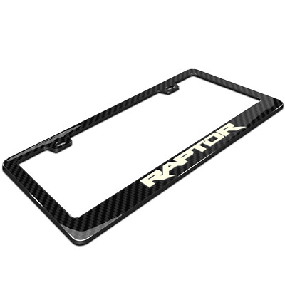 Real Carbon Fiber License Plate Frame For Ford F150 SVT Raptor - Satin Black Aluminum, Made In USA