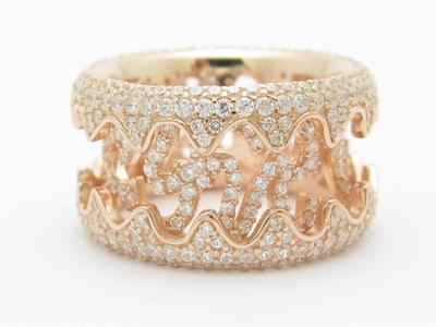 Roségold Sterlingsilber Diamant Set Weiß Saphir Pavé Motiv Ring Ewigkeit