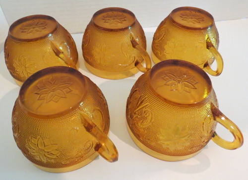 Set di 5 tazze da caffè rotonde piatte collezione sandwich vetro ambrato Tiara - Foto 11 di 15