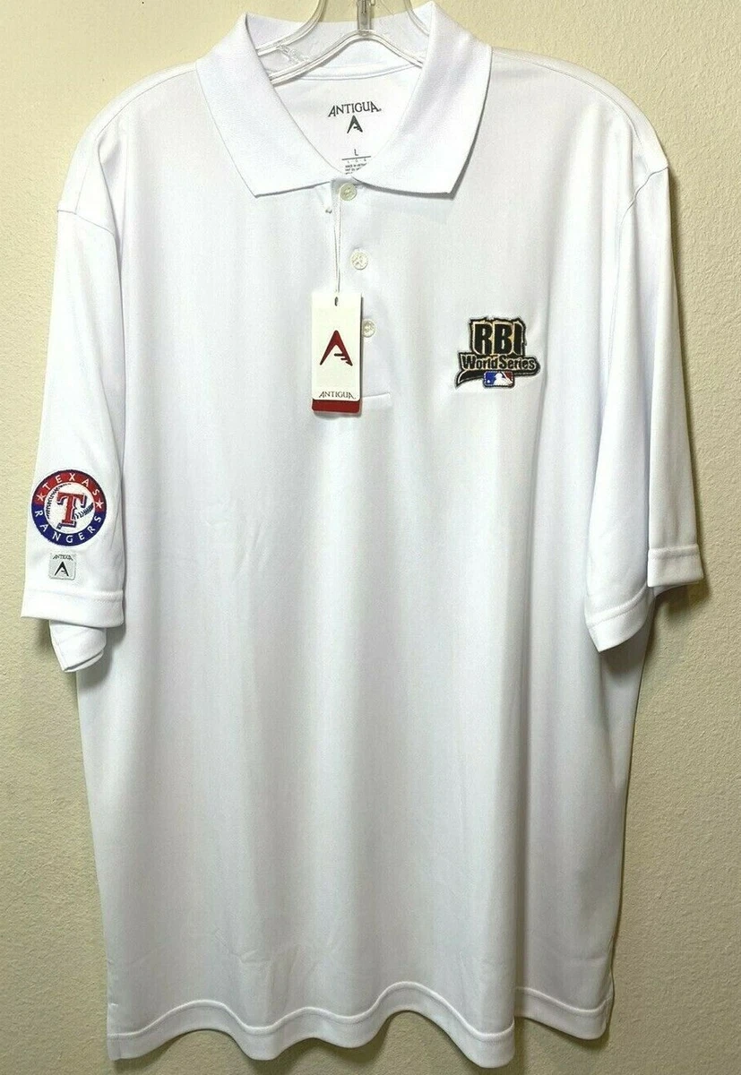 Texas Rangers Men s RBI World Series White Polo Golf Shirt Size L