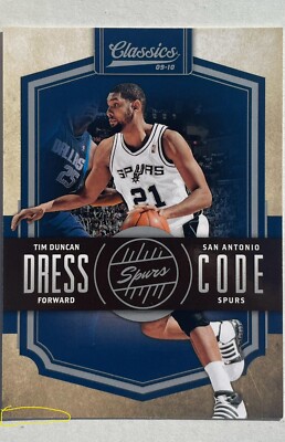 Tim Duncan 2009 Panini Classics Dress Code Silver #6 Serial Numbered 222/250