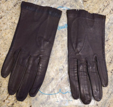 Vintage Womens Size S 6.5 Brown Leather Fringe Edge Leather 8" Gloves