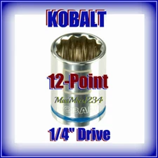 KOBALT 1/4" Drive Shallow Sockets - 12 Point - Chrome Vanadium Steel - Fast Ship