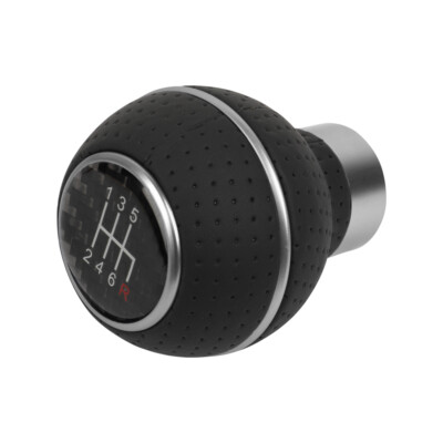 JDM Leather/Carbon 6 Speed Black-Silver Manual Gear Shift Knob Shifter Universal