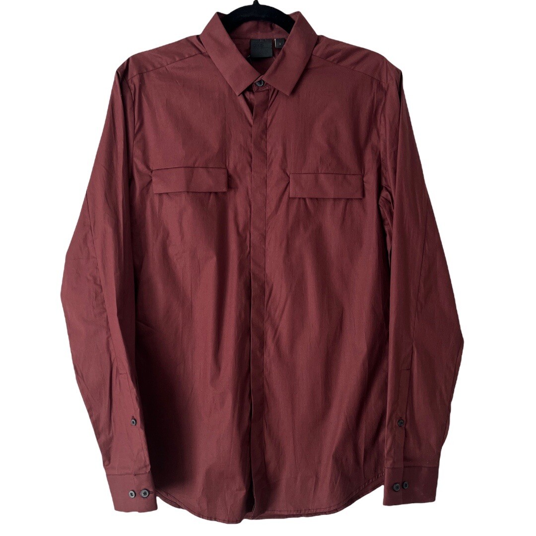 asos mens dress shirts ASOS Dark Purple Long Sleeve Button Up Slim Fit Dress Shirt Men’s Size  Small NEW