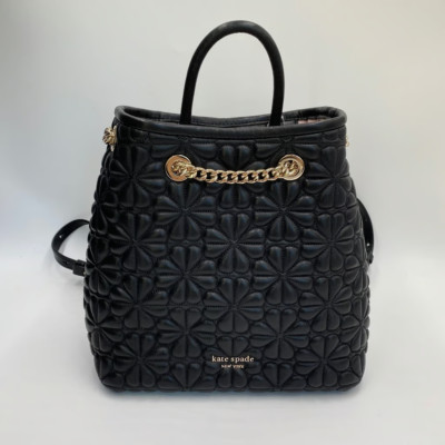 Kate Spade Bloom Medium Quilted Leather Backpack Black