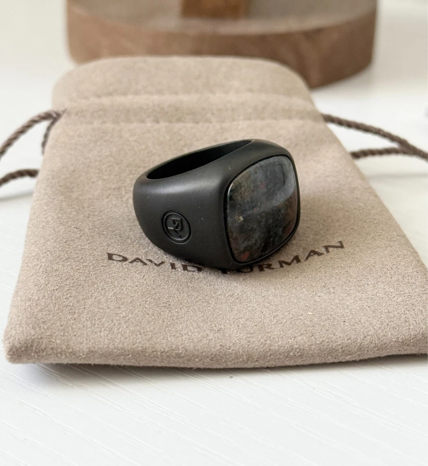 Anillo David Yurman Piedra Exótica Para Hombre Pietersita Titanio Banda Talla 10US Foto 2 de 4