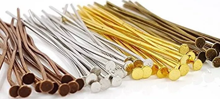 50 pieces 1 or 2 Flat Head Pins Jewelry Making Beading 6 colors 20-gauge