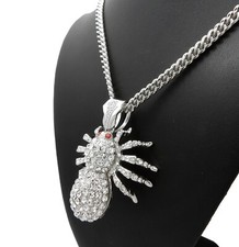 Iced Large Spider CZ Pendant 6mm 24" 30" 36" Cuban Bling Chain Hip Hop Necklace