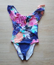 NWT $162 Trina Turk Opulent Floral Off-Shoulder Bandeau One-Piece Swimsuit Sz.12