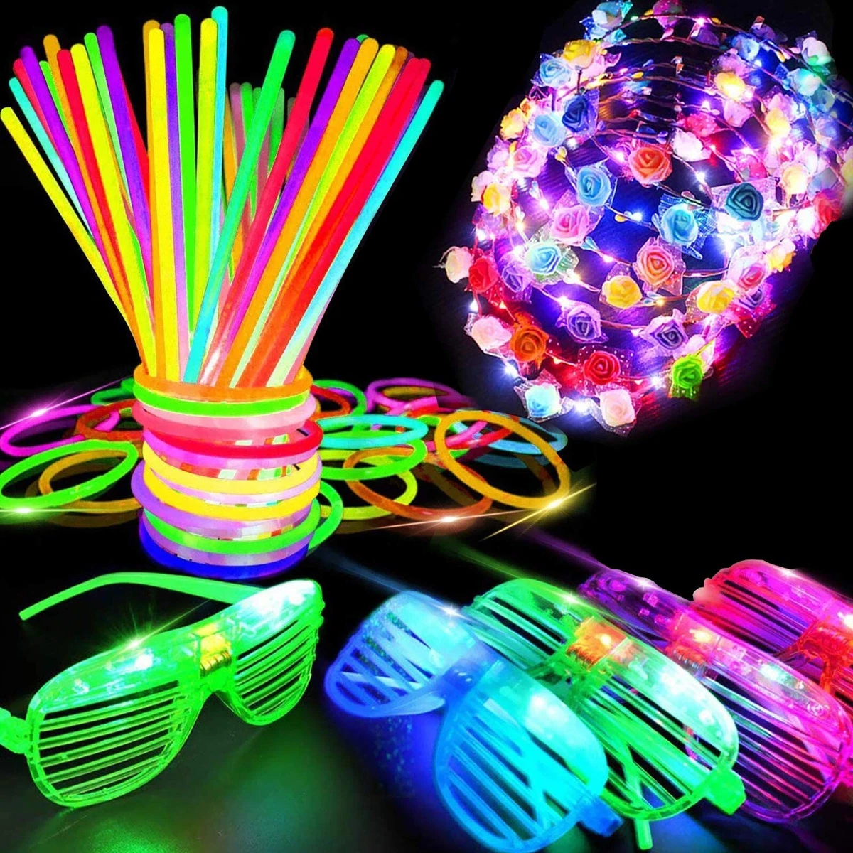 112 Pcs Glow in The Dark Party Supplies 2023, Glow Sticks Bulk LED Neon  Party