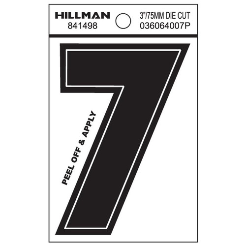 Hillman 3-In. Adhesive Black House Number 7 841498