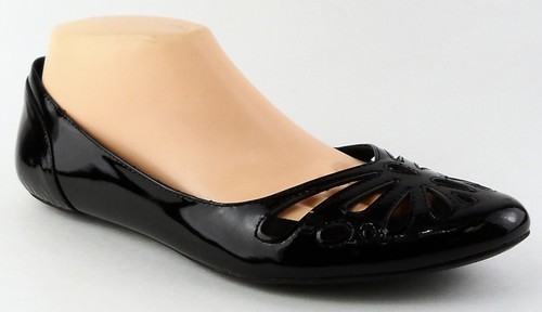 $248 AERIN ATRIA Black Patent Leather Cutout Designer Comfort Ballet Flats 5.5 - Picture 2 of 4