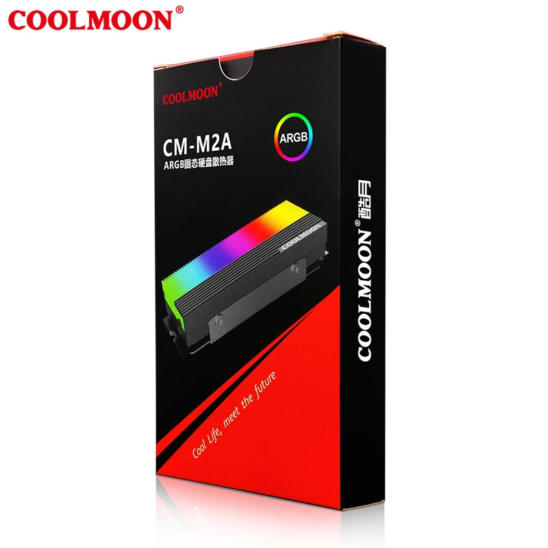 COOLMOON LED ARGB RGB M.2 Kühler Heatsink SSD 3-PIN Controller Alu Aura Asus MSI - Bild 3 von 4