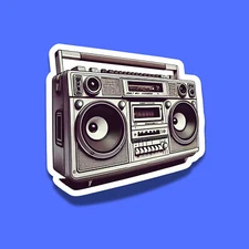 Old School Boombox 1980's Fun Stereo Radio Music 3" Vinyl  Sticker